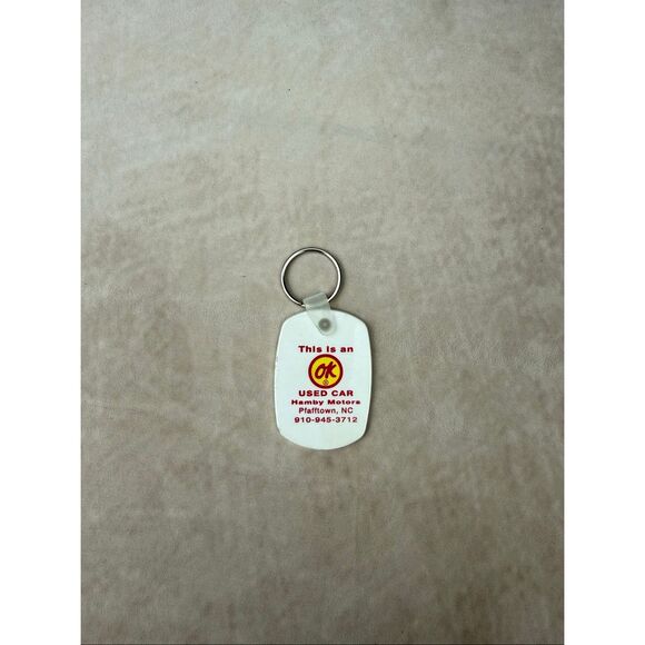 Vintage OK Used Cars Keychain Hamby Motors Pfafftown North Carolina - Picture 1 of 4